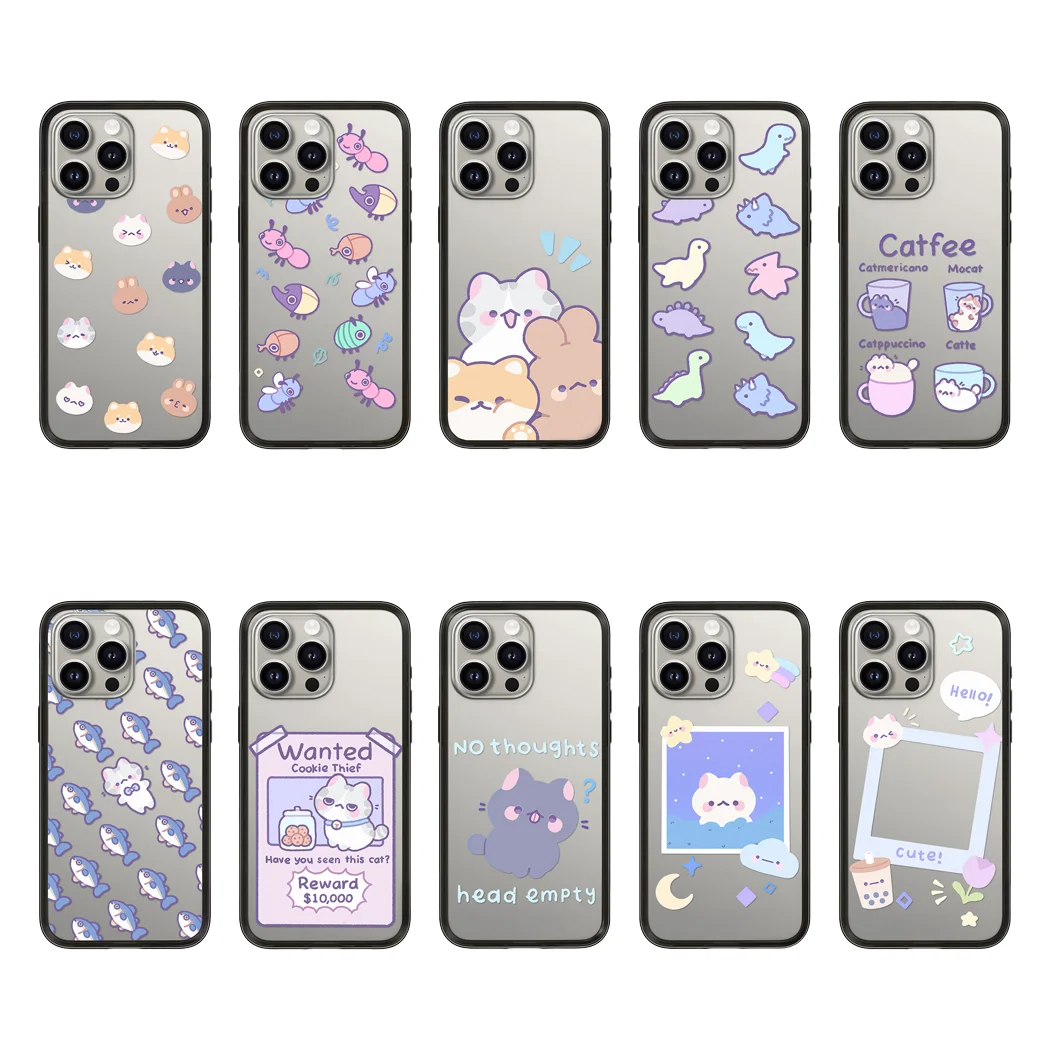 

Cartoon Rabbits Cats Black Border Letters New Design Protective IPhone Case Cover for 13 14 15 16 Pro Max Case