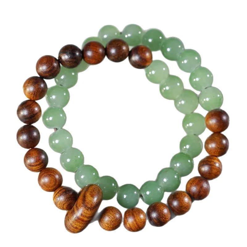 Black Rosewood Double Loop Bracelet Running Ring DIY Aventurine Spacer Bead Hand String Collectible Jewelry Holiday Gift Giving