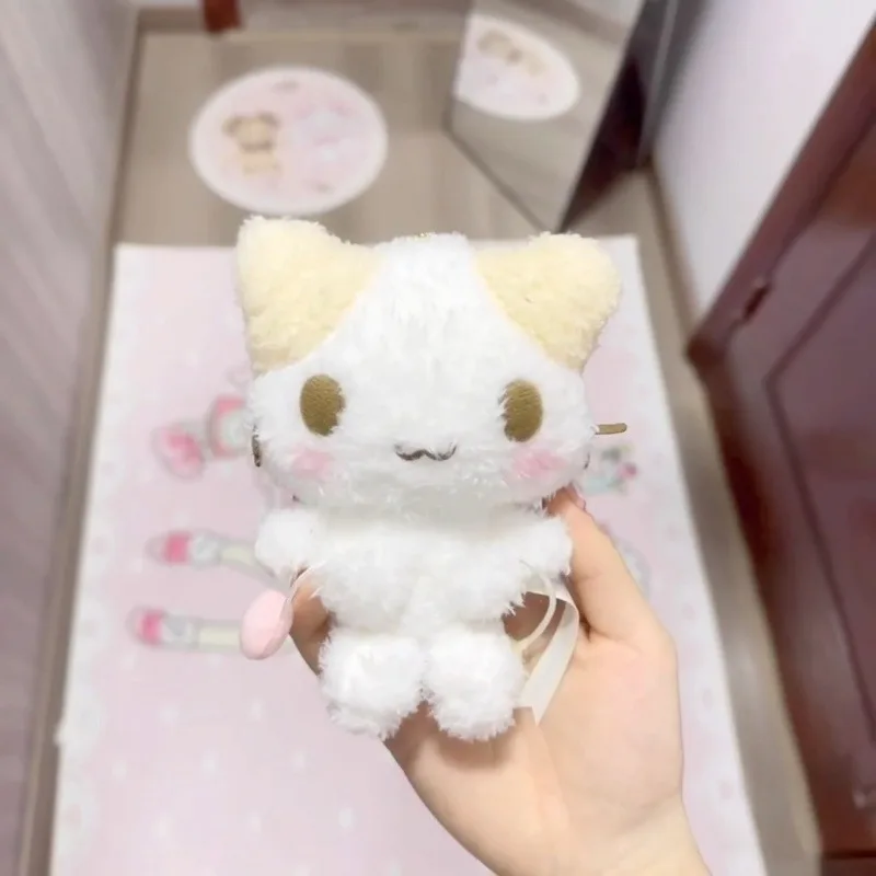만화 마시우마로 푹신한 고양이 인형 키체인 귀여운 산리오 푸와 니앙코 고양이 마시멜로 새끼 고양이 인형 키링 선물