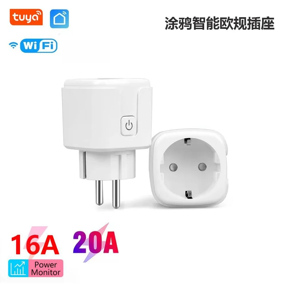 

Tuya WiFi Smart Socket, 16A/20A with Power Consumption Metering, Remote - controlled via Mobile APP, with Euro - standard Plug
