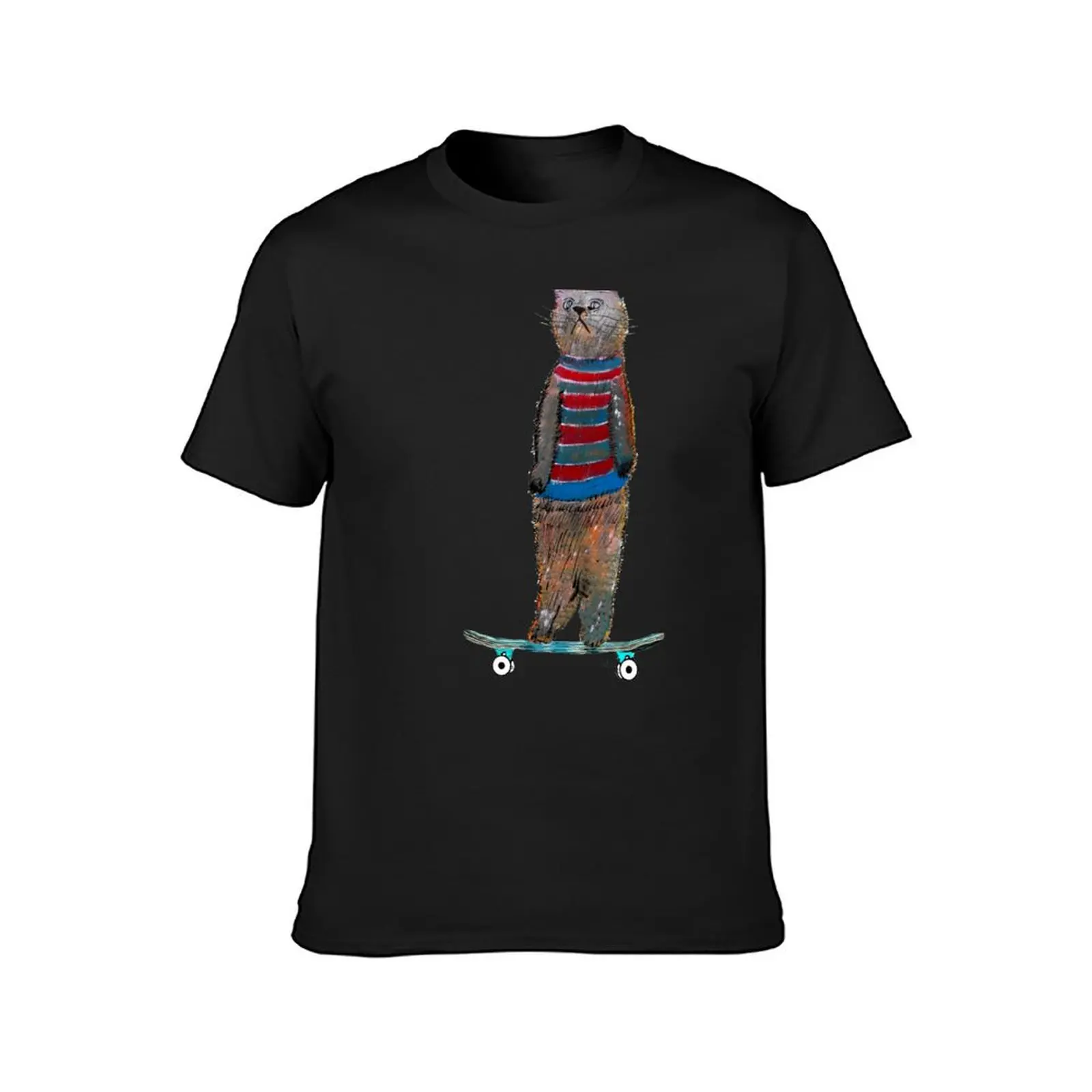 the cat skate T-Shirt boys whites tops vintage cute tops men clothes