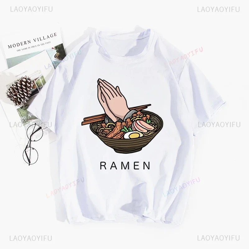 Japan Ramen Cat Anime Aesthetic Vintage Harajuku Tshirt Hip Hop Girl Print Tops Summer Cotton Casual T Shirt Men Fashion T-Shirt