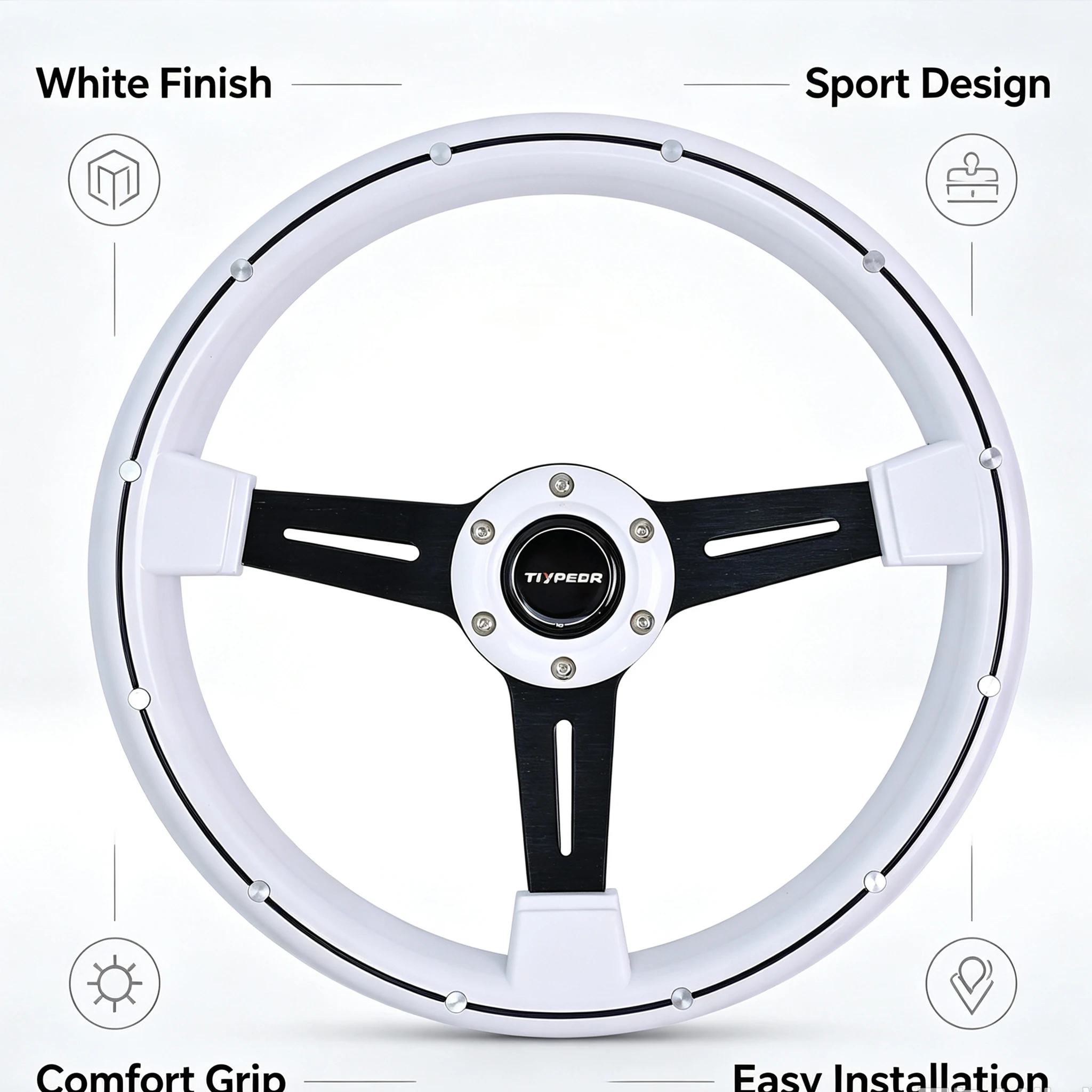 TIYPEOR Vintage Rivet Racing Steering Wheel Universal Old Car Modified Steering Wheel
