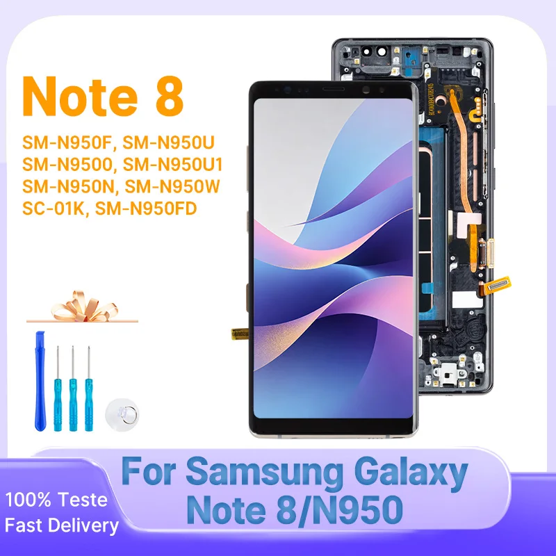 100% Tested LCD For Samsung Galaxy Note 8 Display Touch Screen Digitizer Assembly Replacement Parts For Samsung Note 8 Display