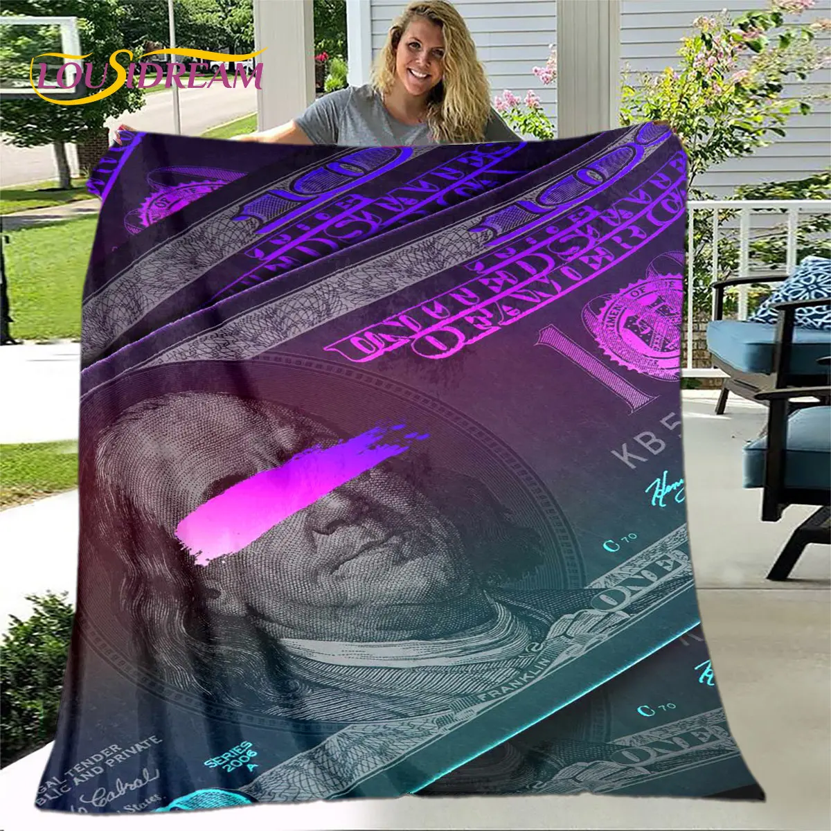 3D Đồng Đô La Tiền Hoa Văn Chăn, Dép Nỉ Chăn Ném Chăn, trẻ Em Chăn Ủ Ấm Cho Nhà Phòng Khách Phòng Ngủ Giường Sofa Dã Ngoại