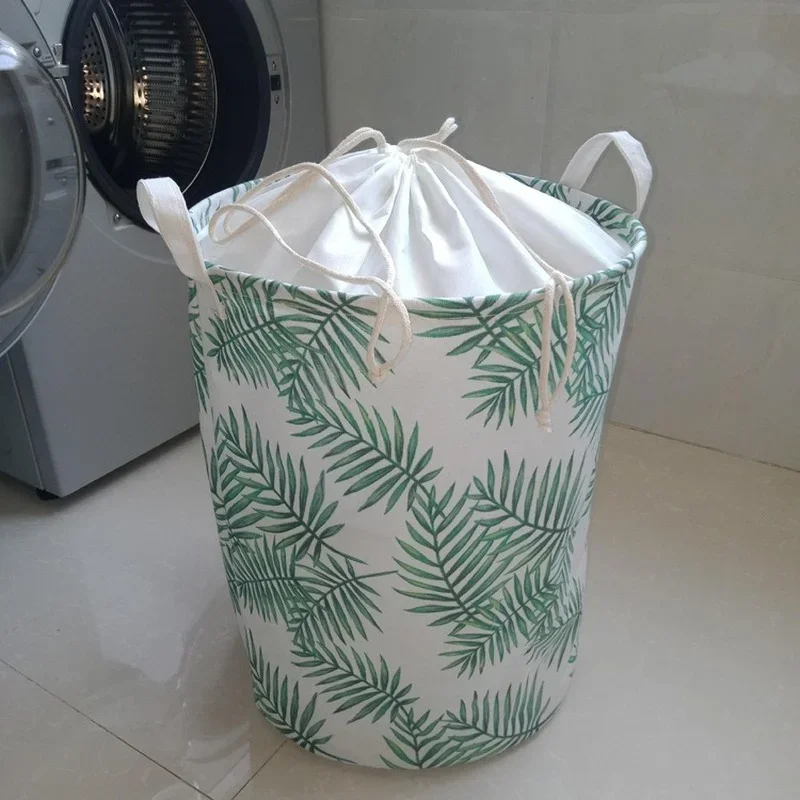 New Fashion Print Laundry Basket with Drawstring Lining Portable Foldable Storage Bag Hamper for Kids Toys Dirty Clothes Basket