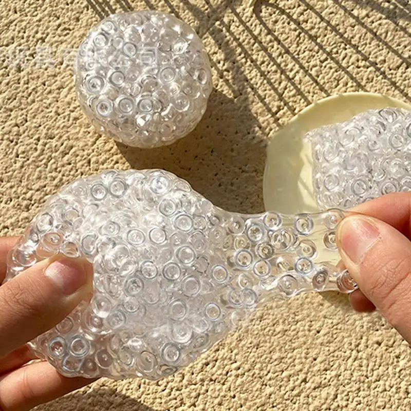 Clear Squeeze Ball Soft Stretchy Venting Pinching Fidget Toy Stress Relief Sensory Toys Fun Prop for Boys Girls Anti-Stress Gift