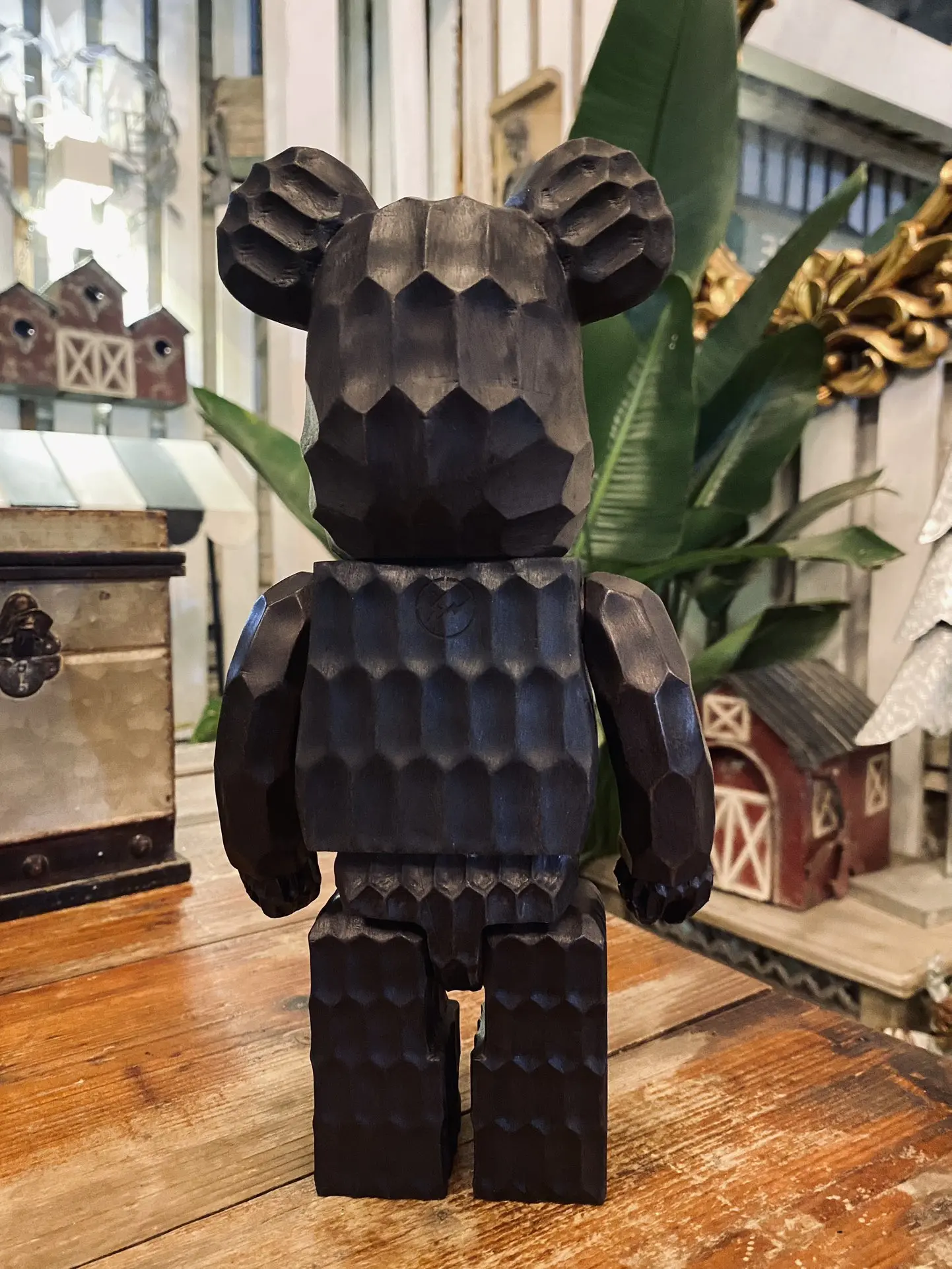 Bearbrick-彫刻されたビルディングブロックのクマ,手作りの木製コレクションの装飾品,高さ28cm,400%