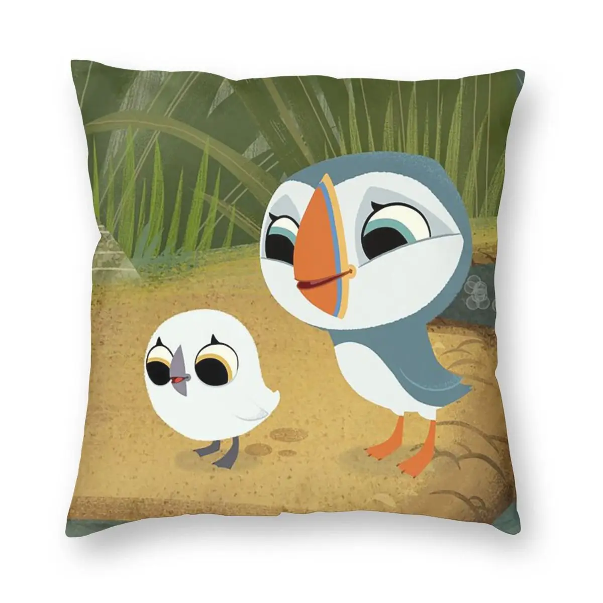 Kwaii Puffin Rock Preschool Square Pillowcase Pillow Cover Cushion Zip Decorative Comfort Throw Pillow for Home Bedroom