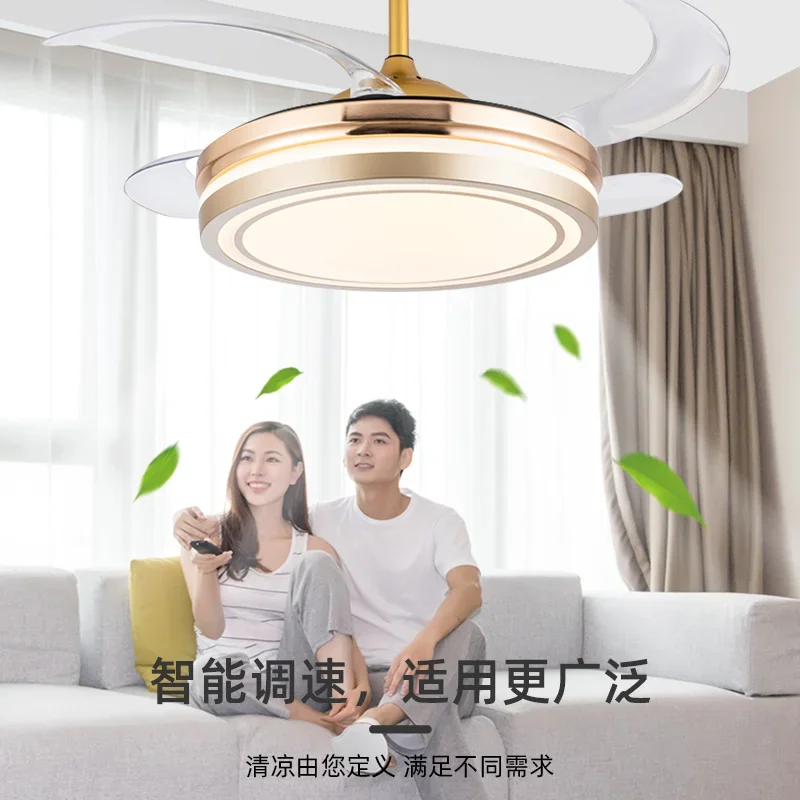 220V Luxury Concealed Ceiling Fan Light Design for Home with Diamond Brand Light for Living Room Dining Room