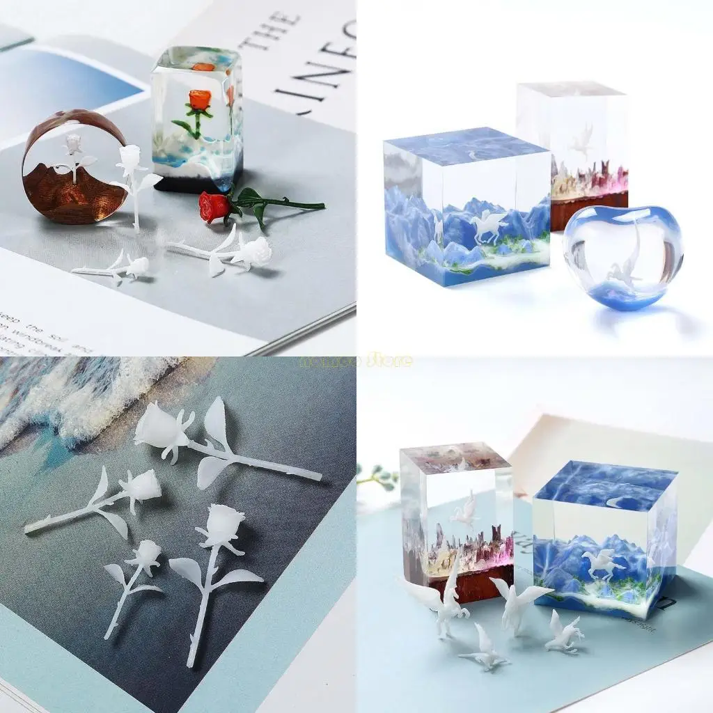 

31BF Rose Resin Filler Handmade Plastic Small Mushroom Epoxy Ocean Modeling DIY Craft Resin Jewelry Making Supplies