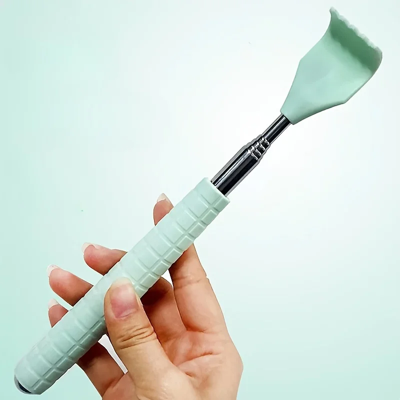 Extendable Back Scratcher, Stainless Steel Portable Telescopic Rubber Handle Back Scratchers，Portable Acupoint Massager scalable