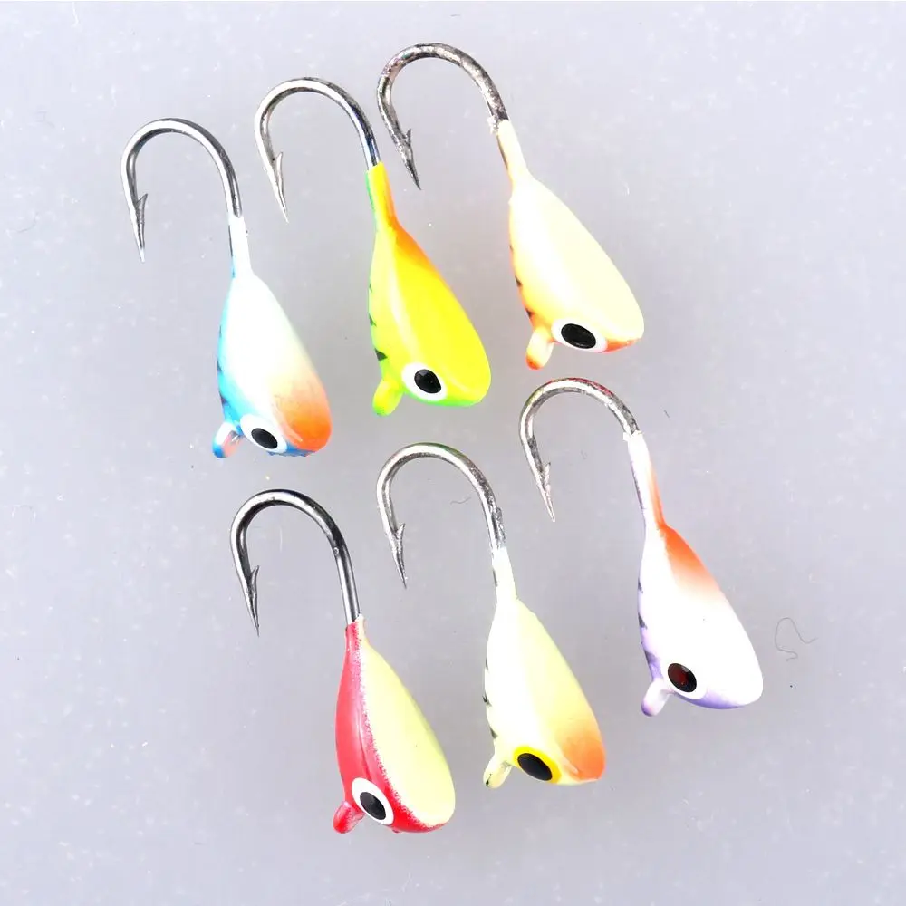 컬러 고래 모양 미니 금속 리드 헤드 후크 미끼, 낚시 지깅 미끼, 겨울 얼음 낚시 미끼, 6 개, 2cm, 1.6g