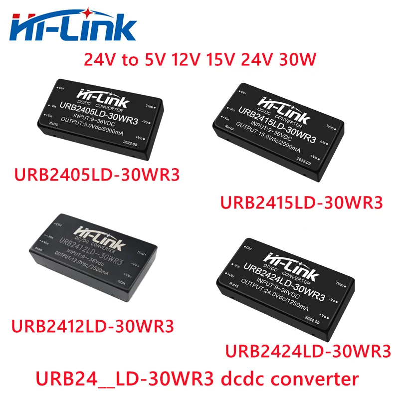 

Hi-Link Новый 30 Вт DCDC изолированный URB2412LD-30WR3 импульсный источник питания с 24 В до 5V6A/2V2.5A/15V2A/24V1.25A мини-преобразователь IC
