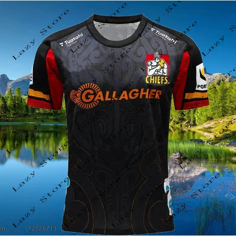 

Fashion New Chiefs Super Rugby Home Mens Rugby Jersey O Neck 3D Print T-shirt Kids Boys Clothes Breathable Quick-dry Sports Tops
