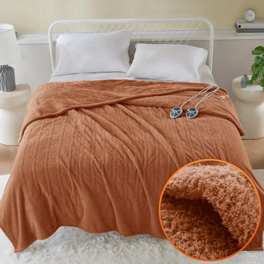 

Одеяло с подогревом, электрическое одеяло королевского размера, мягкое, теплое, нечеткая одеяло с подогревом, King для офисного дивана, 1–12 часов, автоматическое отключение, таймер 10