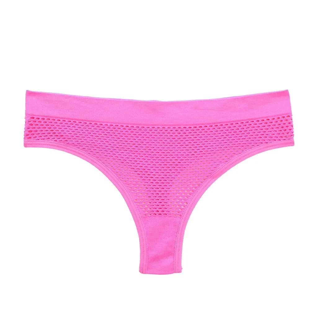 Fashion Low Waist Mesh Thongs Traceless Underpants Sheer Briefs Solid Color Breathable T-back Panties Lingerie