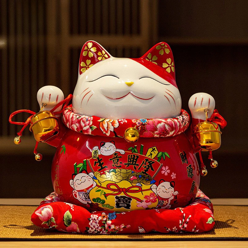 

4/6 inch Ceramic Maneki Neko Piggy Bank Creative Home Decoration Porcelain Ornaments Business Gifts Crafts Lucky Cat Gifts