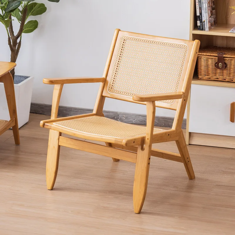 Bamboo rattan leisure chairs, household backrest armchairs, dining chairs, coffee chairs, outdoor leisure chairs, garden chairs