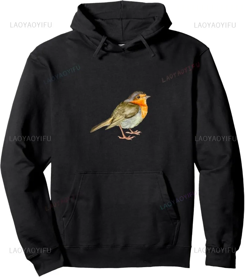 

Robin Bird Pullover Hoodie Graphic Sweatshirt Funny Pattern Sweater Man Clothing Hoodies Women Clothing Thermal Shirt Jumper