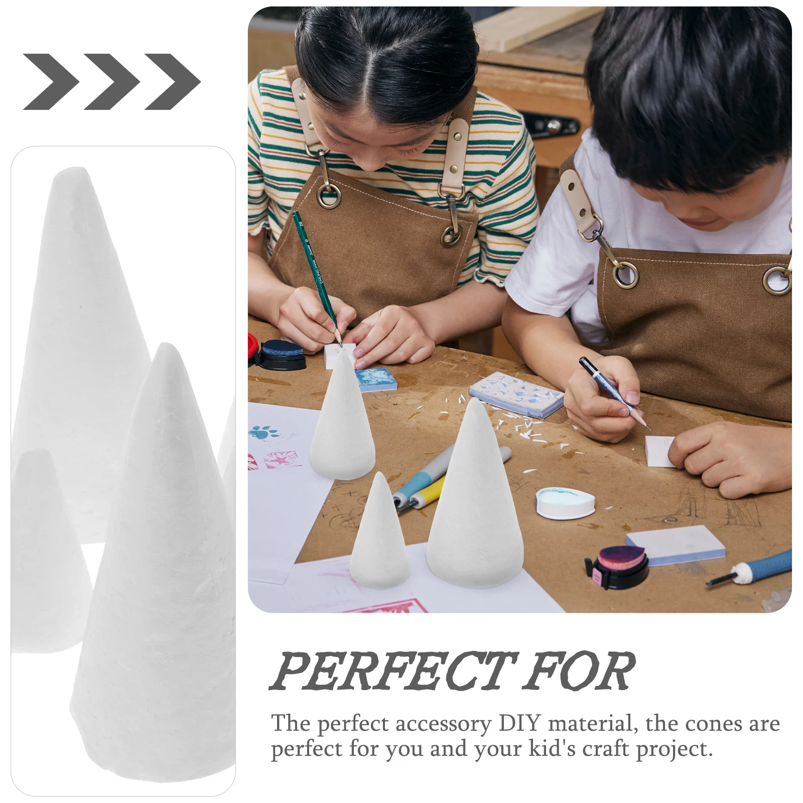 

30Pcs White Cone DIY Craft Cones Christmas Tree Ornaments Polystyrene Art Supplies for Children's Creativity White Cone