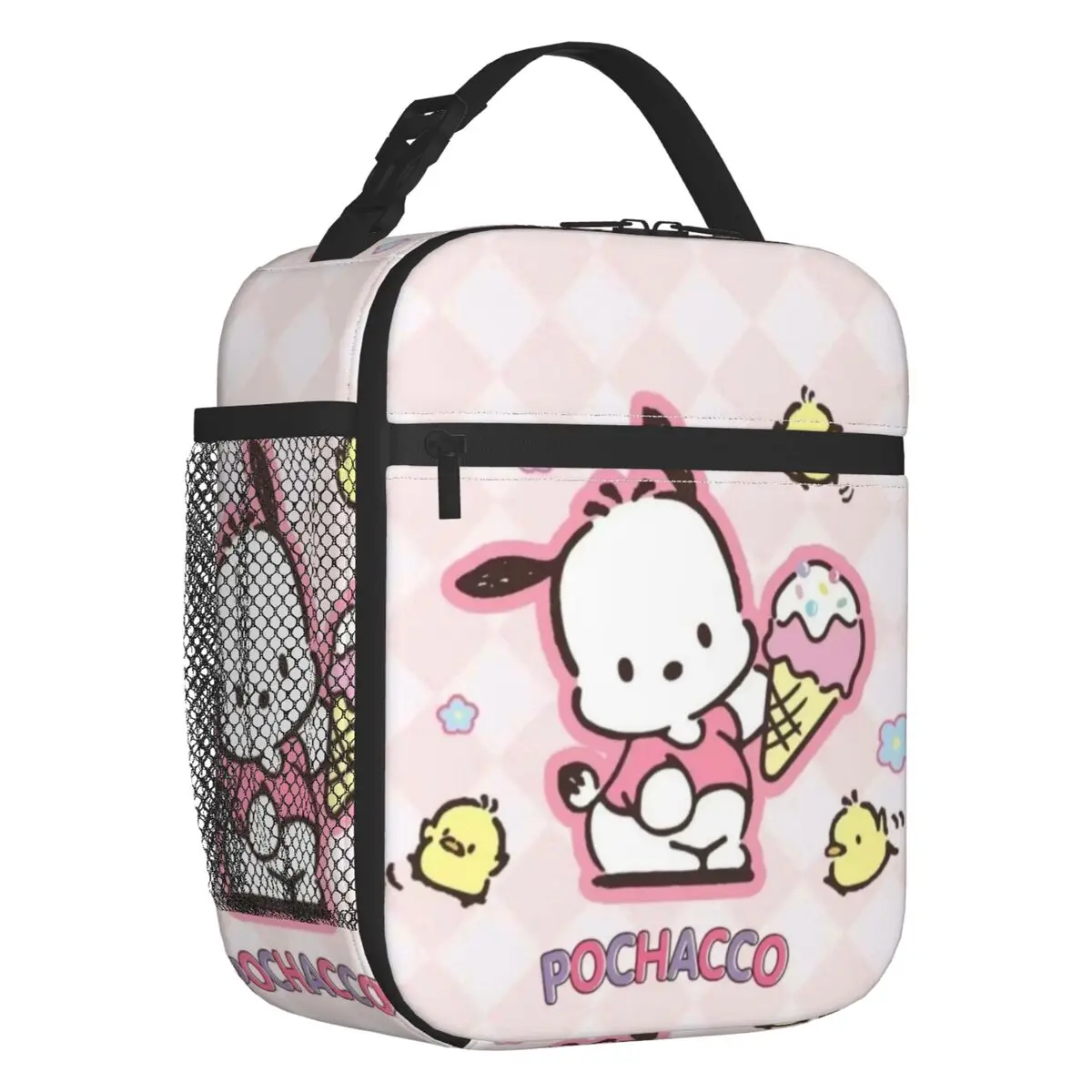 

Custom Pochacco Insulated Lunch Bag for Women Resuable Kawaii Anime Thermal Cooler Lunch Box School Children