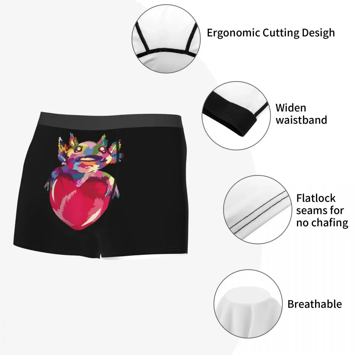 Cuecas Boxer Aquarela Kawaii para Homens, Amante Axolotl, Cuecas Engraçadas Respiráveis, Calções Estampados, Presentes de Aniversário