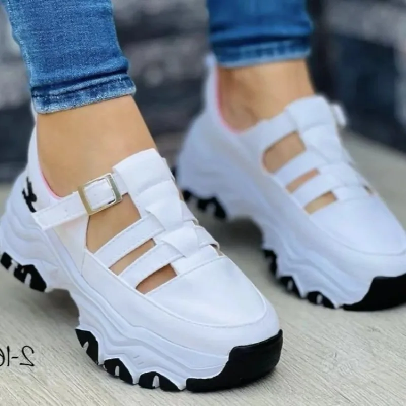 

Fashion Sandals for Women Popular Buckle Thick Bottom Design Breathable Open Toed Women's Sandals Flat Casual Sports Shoes 슬리퍼