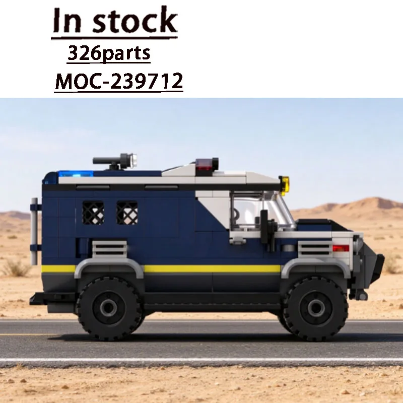 City MOC-239712 Desert Traffic Patrol Police Car Building Blocks Model, 326 Parts, Custom Birthday and Christmas Toy Gift