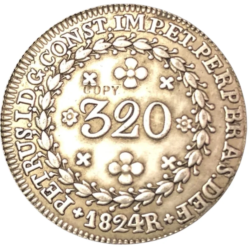 

1824-R Brazil 320 Reis Silver Plated Copy Coin