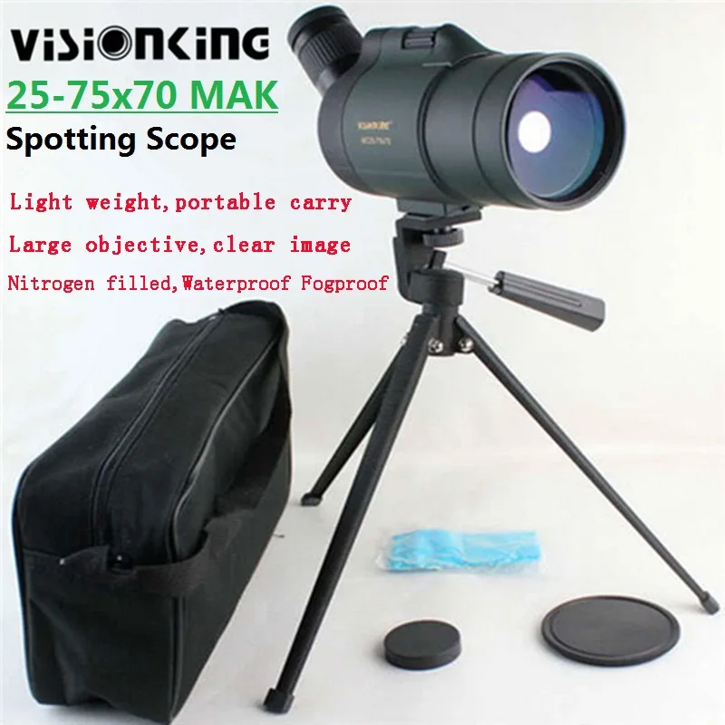 Visionking 25-75x70 MAK Spotting Outdoor Scope Hunting Birdwatching Camping Powerful FMC BAK4 Waterproof Telescope With Tripod