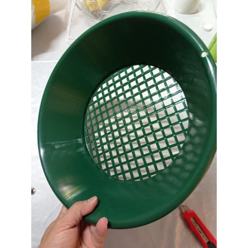 14Inch Washing Gold Panning Machine Screen Mining Screen Sieve Gold Pan Green Plastic Gold Screen