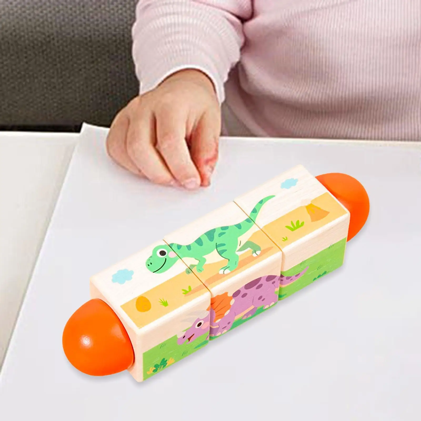 Spinning Blocks Dinosaur Themed Hand Eye Coordination Fine Motor Skill Learning Educational Toy for Boys Girls Kids Gifts