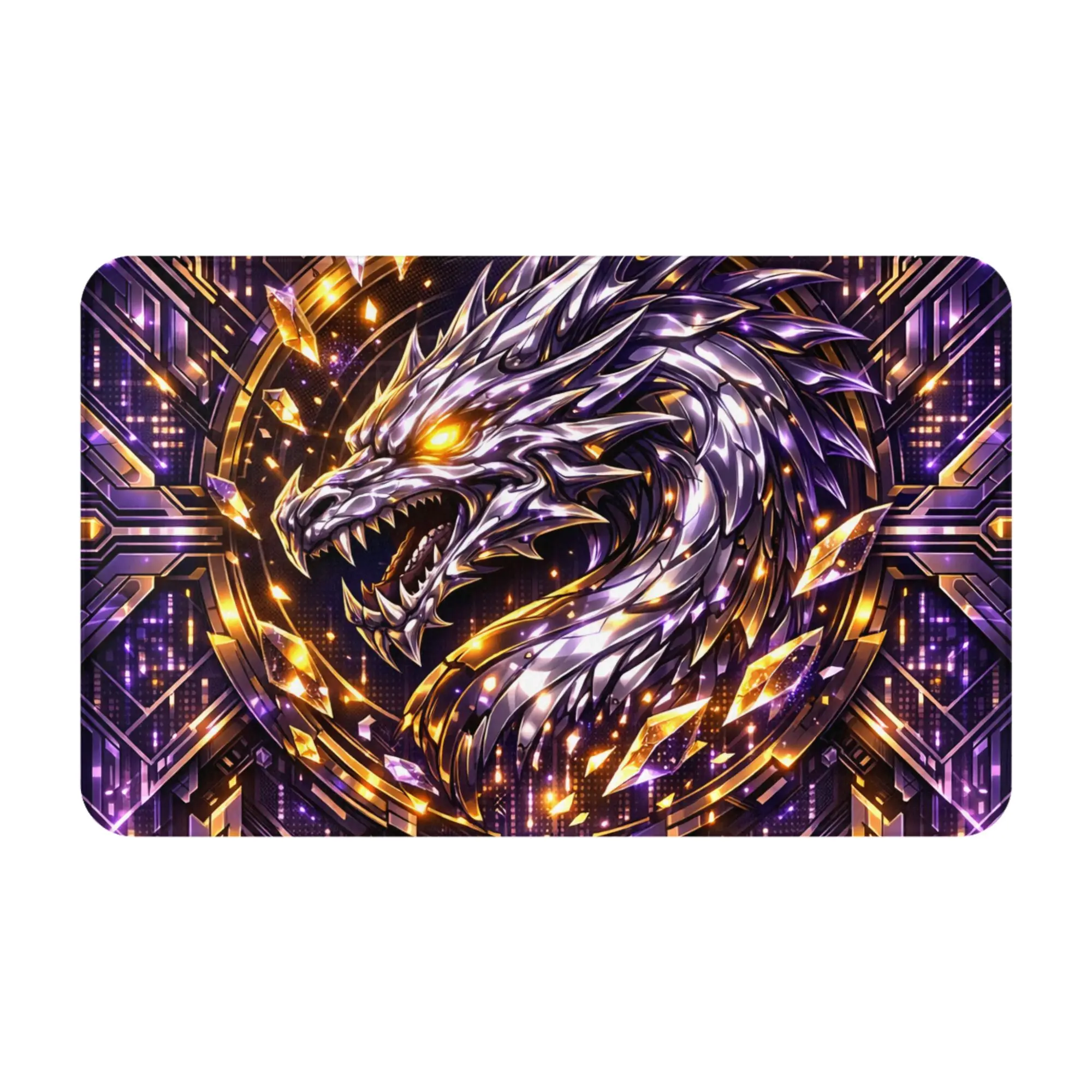 Golden Purple Dragon Geometric Starburst Art Anti-Slip Doormat Living Room Mat  Welcome Indoor Home Decor