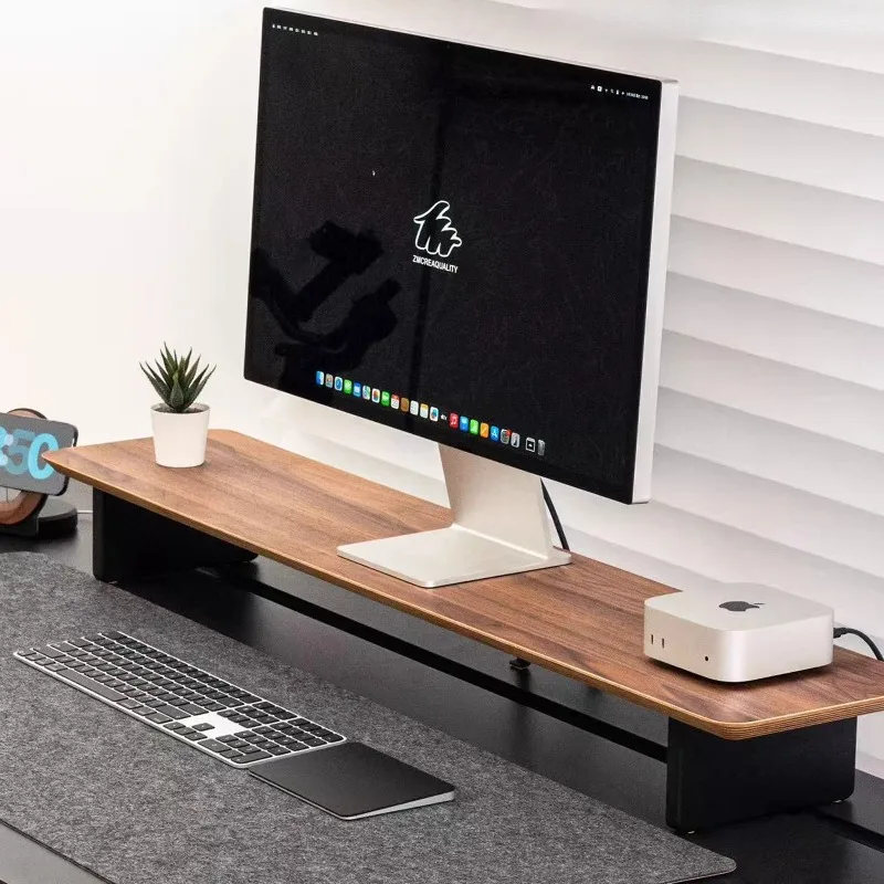 M10 Walnut Wood Monitor Height Increasing Bracket Desktop Storage Racks Office Modularization Display Stand Computer Shelf