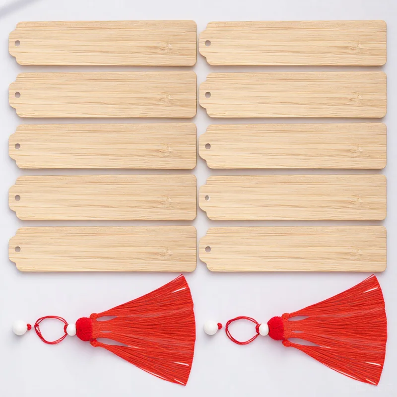 

10Sets DIY Carving Wooden Bookmarks Blank Page Markers Reading Hanging Tags for Students Graduates Wooden Bookmarks