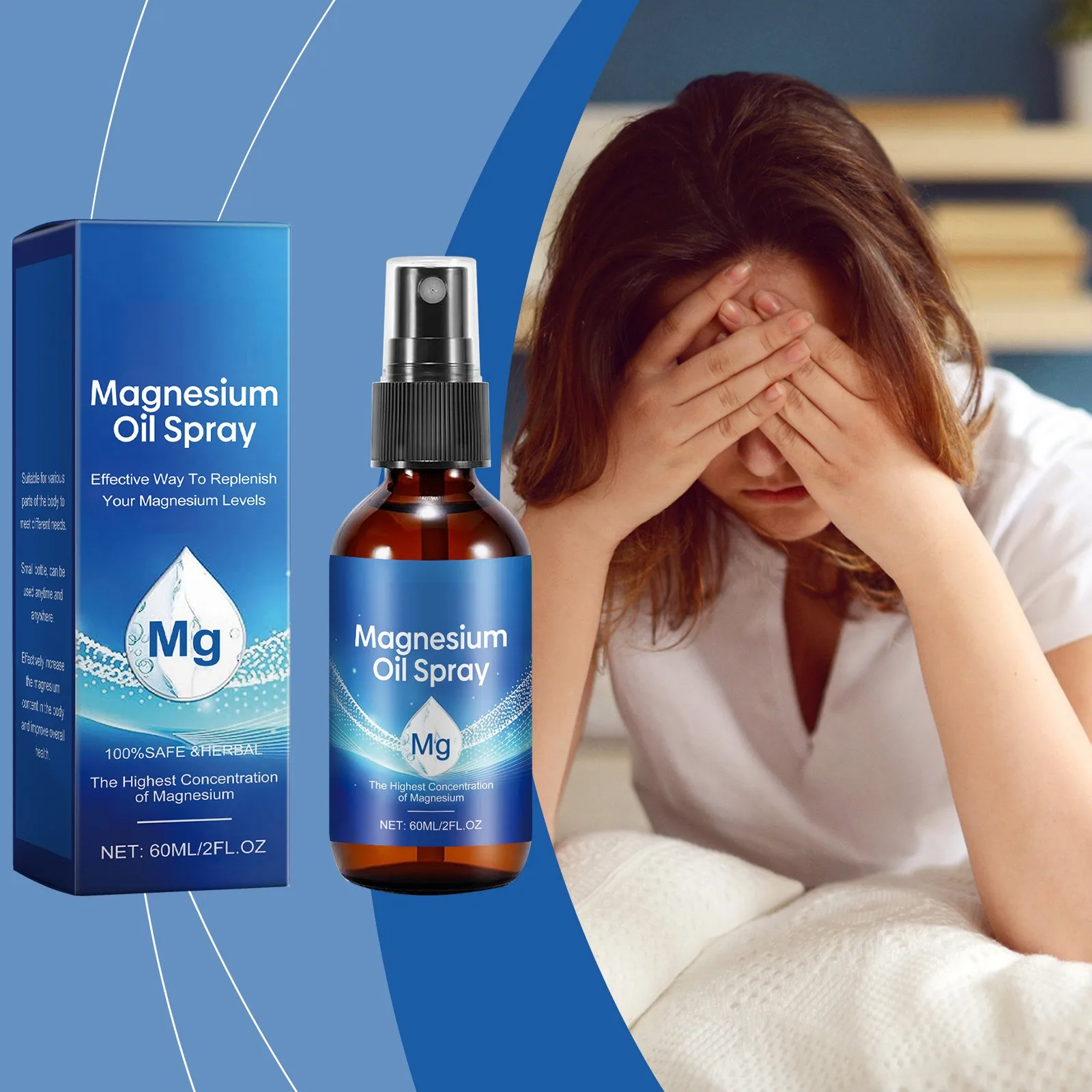 Magnesium Oil Spray, Magnesium Oil Spray, Natural Magnesium Oil Spray(2 Fl.Oz) 60ml