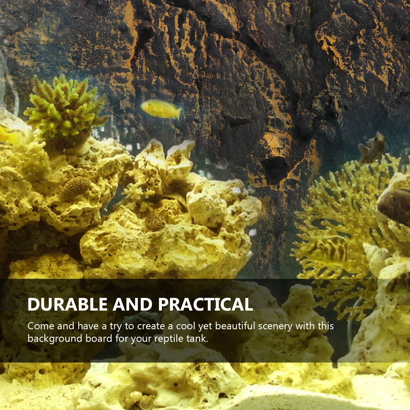 

1Pcs Reptile Tank Background Board 3D PU Material Decorative Plate Turtle Tank Decoration Durable Fade Resistant Display