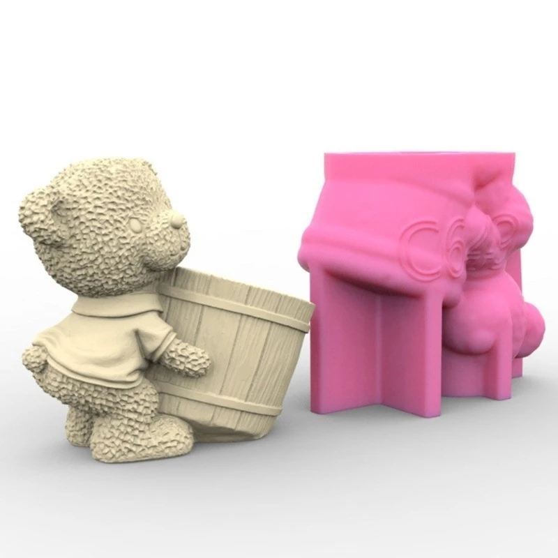 Bear Flowerpot Silicone Molds Plaster Concrete Storage Jar Making Molds Decors Dropship