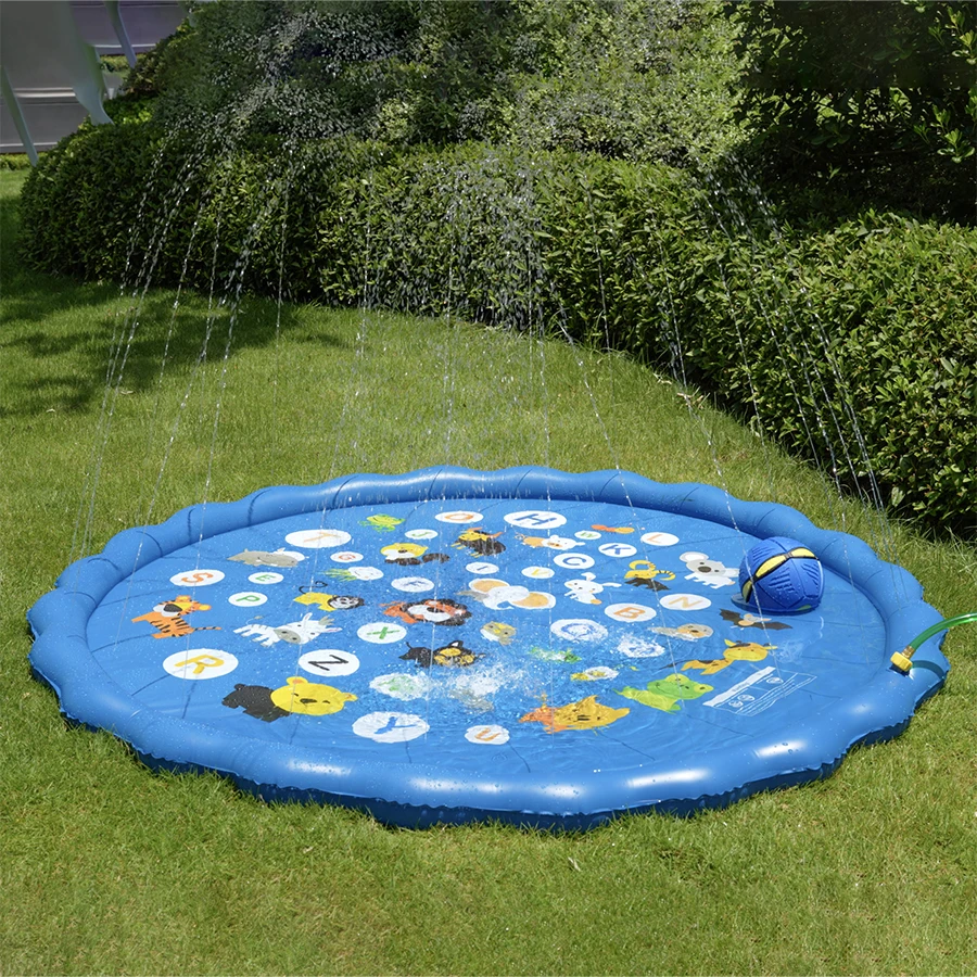 100/170cm Children\'s Toys Water Spray Mat PVC Thickened Pet Bath Inflatable Pool Bath Outdoor Games Dog Toys