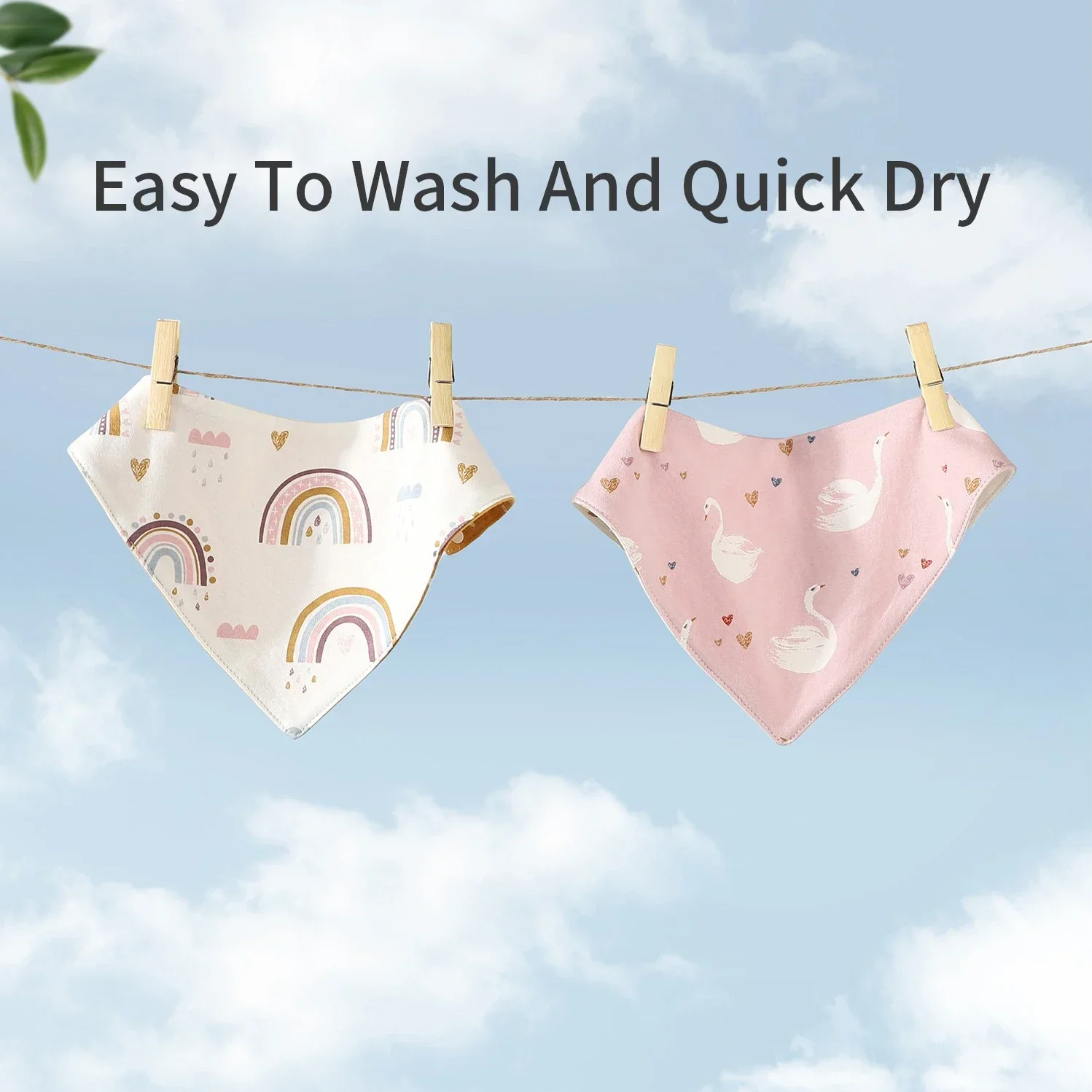 

INSULAR Kids Soft Handkerchief 100% Cotton Infant Bibs Triangular Type Baby Saliva Towel Skin-friendly Double-sided Printed