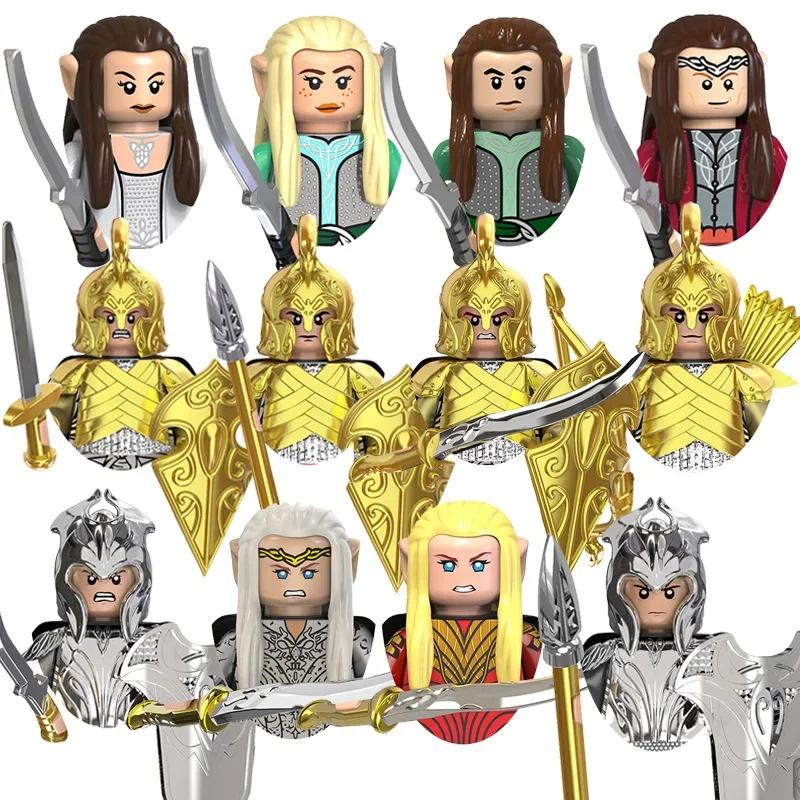 Figuras de elfo Medieval serie Noldor Elf Warrior Elven Guard Mini modelo de dibujos animados partículas pequeñas bloques de construcción juguetes para niños