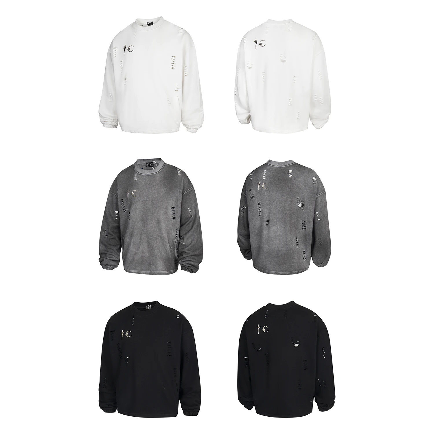 

Мужская толстовка с круглым вырезом из выстиранного металлического материала, свободного кроя, в американском стиле, с принтом Thug Club Star Moon Nail, в стиле High Street Vibe, повседневная, с капюшоном