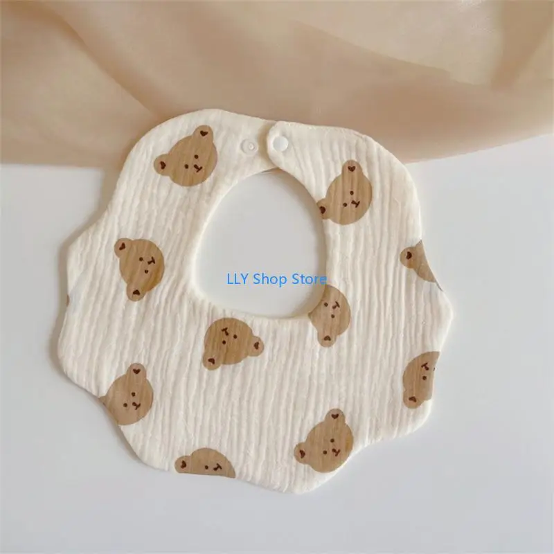 ملابس تجشؤ للأطفال من T8UD صدريات قطنية مطبوعة بشكل لطيف لحديثي الولادة مريلة قابلة للتعديل مريحة