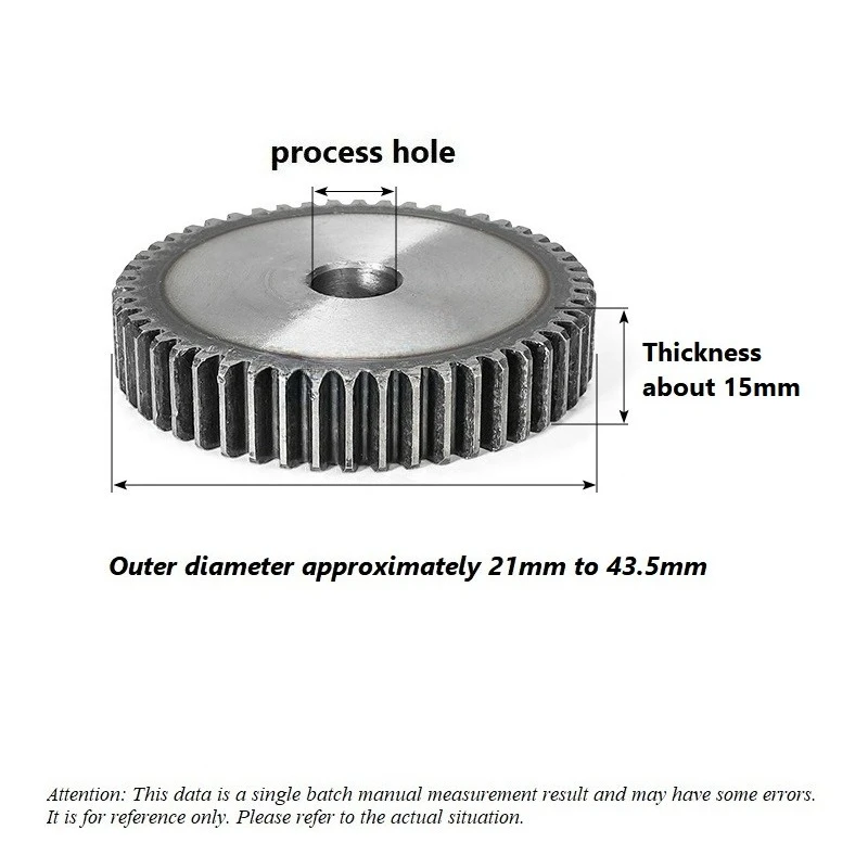 45# Spur Gear 1.5M-12T/13T/14T~22T/23T/24T/25T/26T/27Teeth Steel Material Cylindrical Gears For Transmission Accessories Part