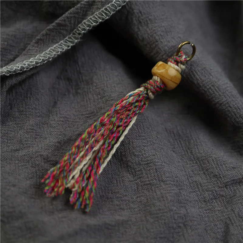 Handwoven Tibetan Hemp Cord Pendant with Loose Beads Counter Clip Side Tassel for Mala Accessory Unisex Handmade Daily Wear Gift