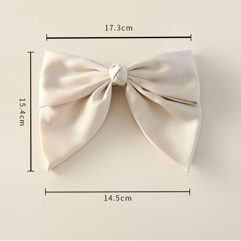 Temperament Big Bow Hairpin Cloth Satin Solid Color Spring Clip Ponytail Clips Female
