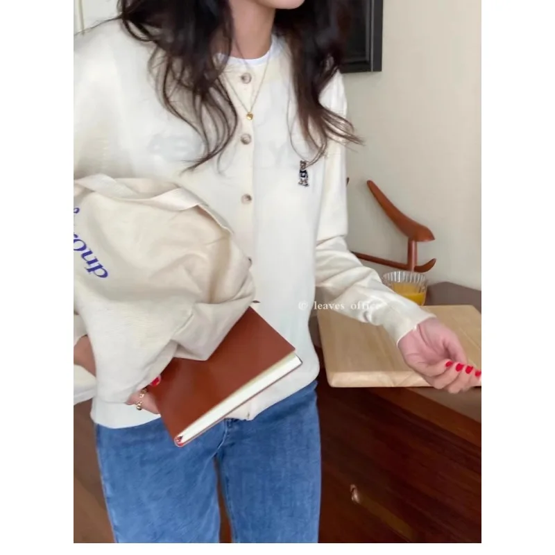 

Вязаный свитер с чернильной парчой, кардиган, женский осенне-осенний топ в консервативном стиле, осень-зима