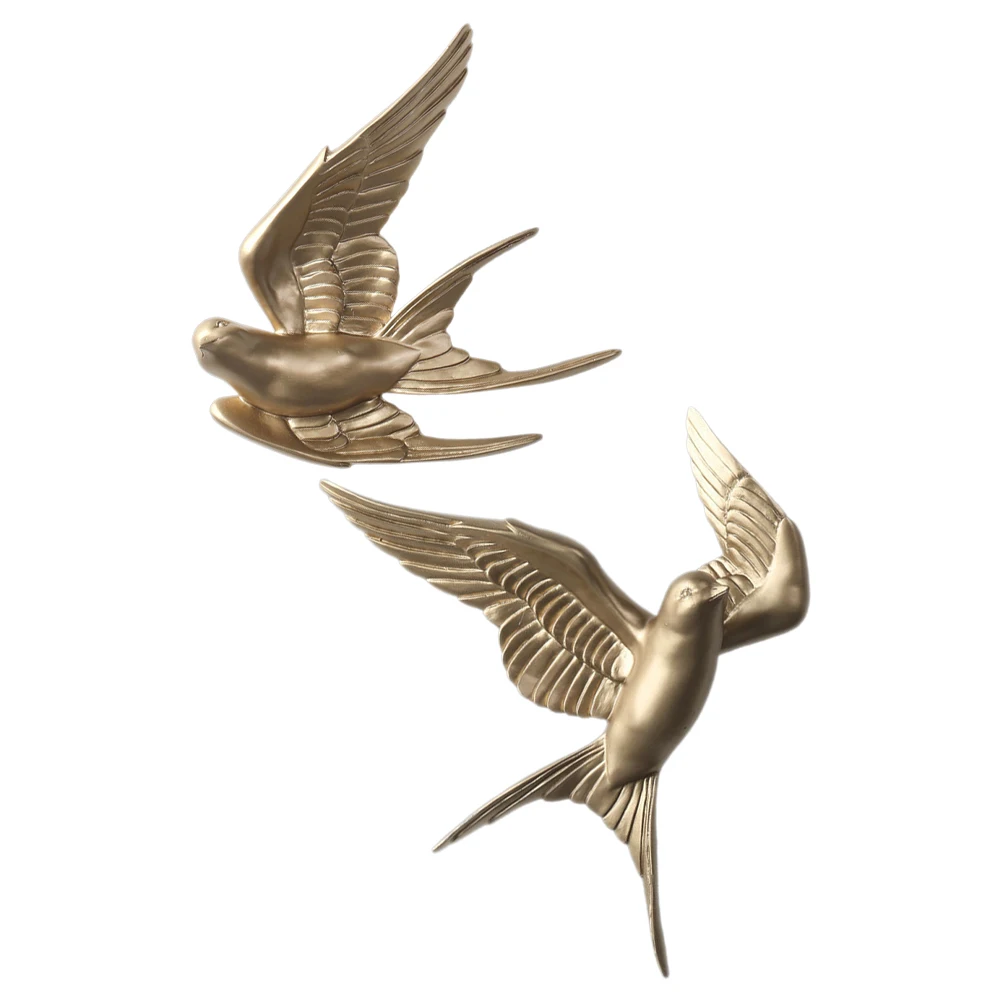 

2pcs Decor 3D Nordic Style Hanging Bird Art Colorful Resin Hanging Outdoor Bird Pendant Creative Wall Craft Ornament