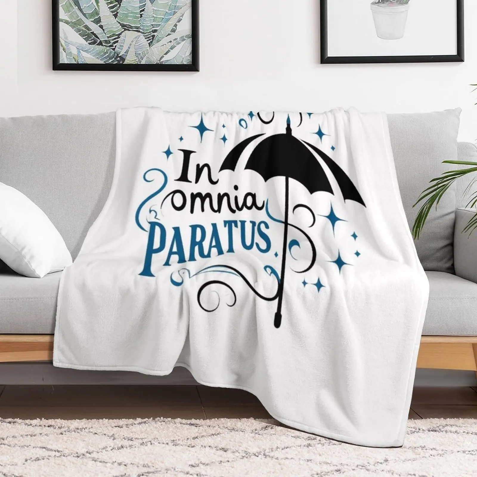 In Omnia Paratus - Umbrella and Scarf II - Typography Throw Blanket